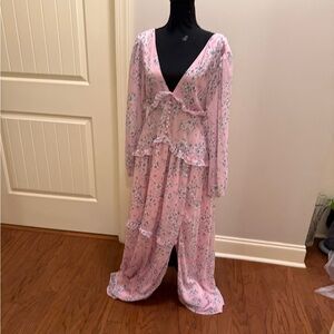 Boohoo Pink Floral Maxi Dress